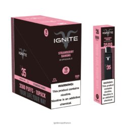 Ignite Vape Paris - IGNITE V35 stylo vape, paquet de 10 fraise banane VVFB02128