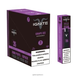 Ignite Vape Shop - IGNITE V35 stylo vape, paquet de 10 glace aux raisins VVFB02122