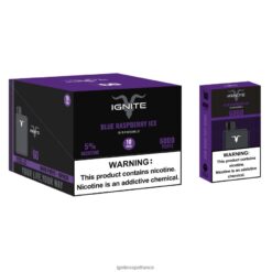 Ignite Vape Store - IGNITE V60 stylo vape, paquet de 10 glace à la framboise bleue VVFB0215